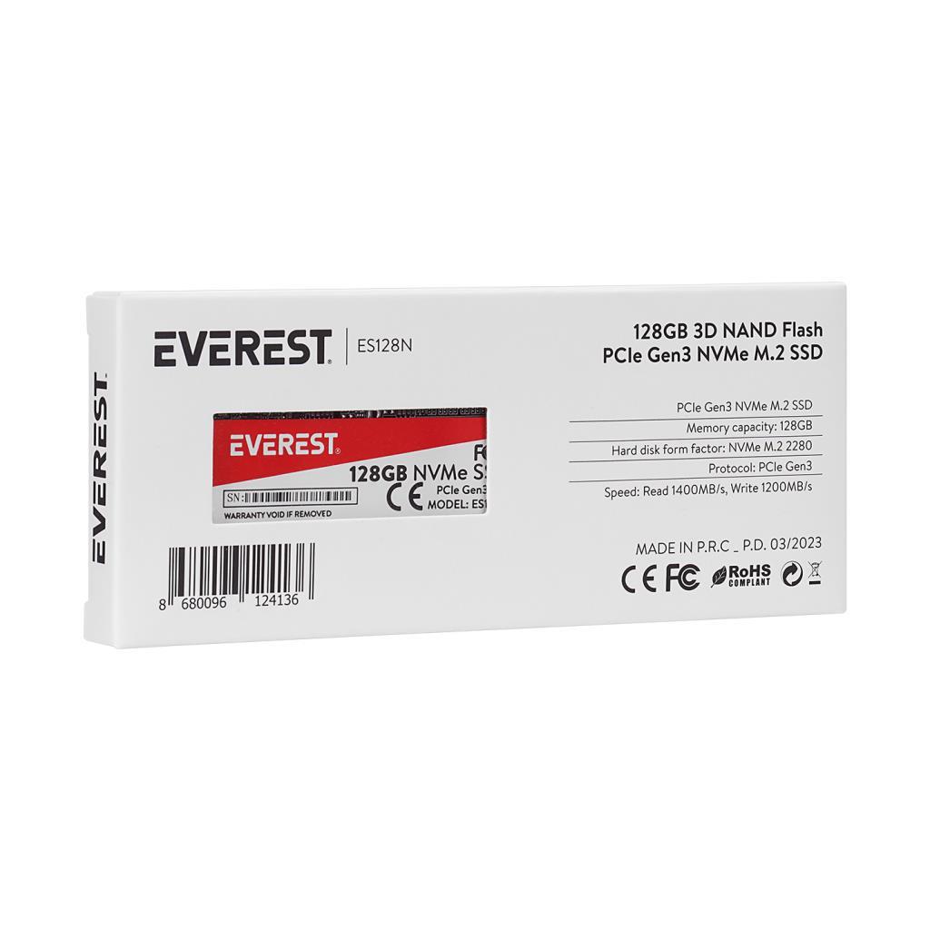 Everest ES128N 128GB 3D NAND Flash 1400MB/1200MB PCIe Gen3 NVMe M.2 SSD (Solid State Drive) Everest ES128N 128GB 3D NAND Flash 1400MB/1200MB PCIe Gen3 NVMe M.2 SSD (Solid State Drive)