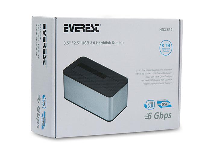 Everest HD3-530 2.5/3.5 USB3.0 6Gbps/UASP 4TB/6TB/8TB Docking Harddisk Kutusu Everest HD3-530 2.5/3.5 USB3.0 6Gbps/UASP 4TB/6TB/8TB Docking Harddisk Kutusu