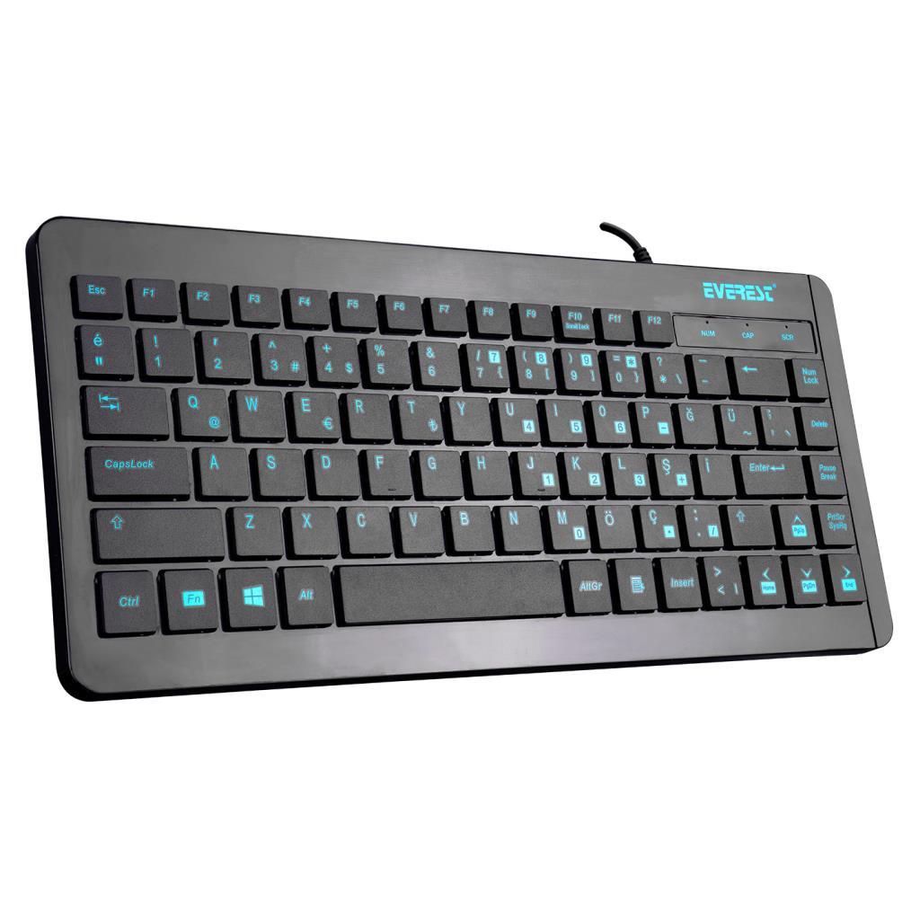 Everest KB-410 Siyah USB Türkçe Q Mini Klavye Everest KB-410 Siyah USB Türkçe Q Mini Klavye