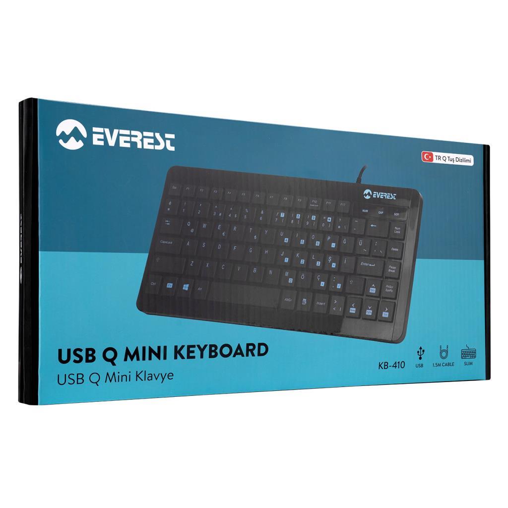 Everest KB-410 Siyah USB Türkçe Q Mini Klavye Everest KB-410 Siyah USB Türkçe Q Mini Klavye