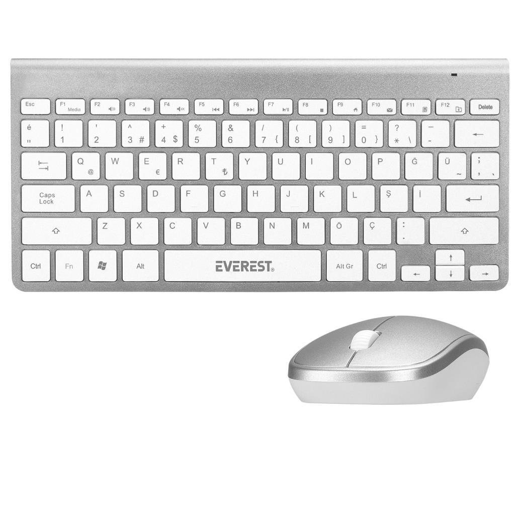 Everest KB-BT72 ELITE Silver Metalik Bluetooth Kablosuz Q Klavye Mouse Set OUTLET Everest KB-BT72 ELITE Silver Metalik Bluetooth Kablosuz Q Klavye Mouse Set OUTLET