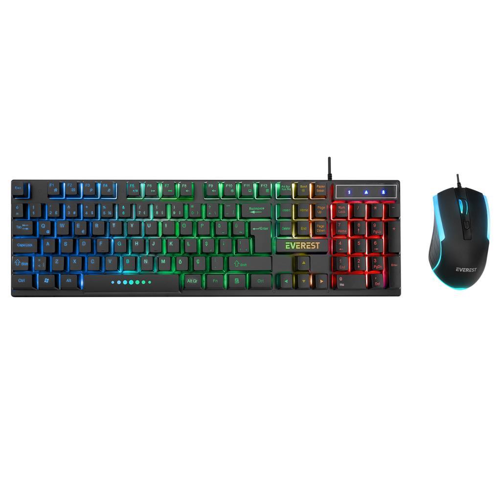 Everest KM-198 Luminax Siyah Gökkuşağı Aydınlatmalı Q Gaming Oyuncu Klavye + Mouse Set Everest KM-198 Luminax Siyah Gökkuşağı Aydınlatmalı Q Gaming Oyuncu Klavye + Mouse Set