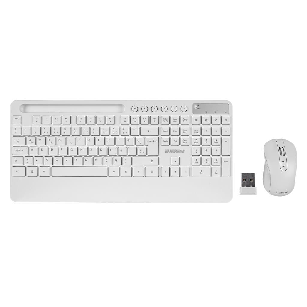 Everest KM-9676 Beyaz Multimedya Tablet-Telefon Standlı Klavye + Mouse Set Everest KM-9676 Beyaz Multimedya Tablet-Telefon Standlı Klavye + Mouse Set