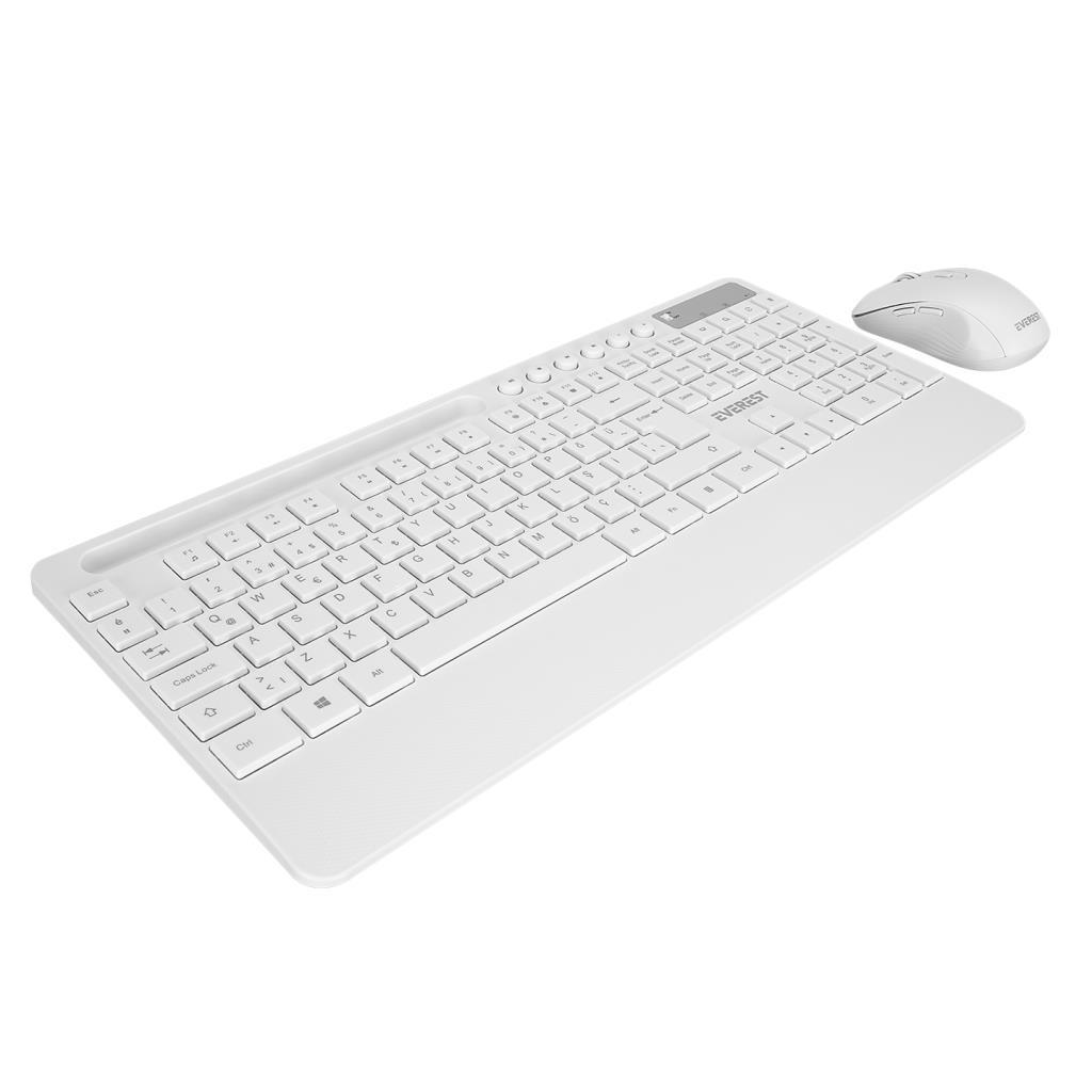 Everest KM-9676 Beyaz Multimedya Tablet-Telefon Standlı Klavye + Mouse Set Everest KM-9676 Beyaz Multimedya Tablet-Telefon Standlı Klavye + Mouse Set