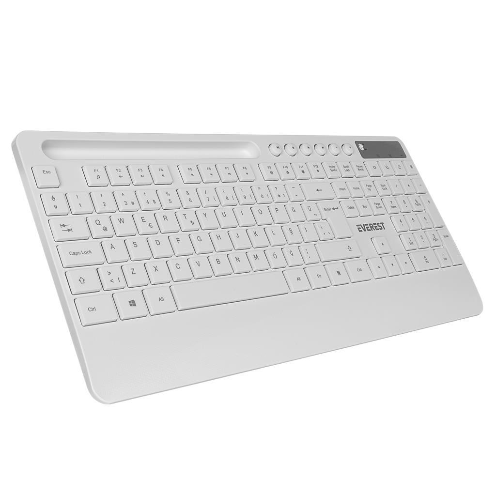 Everest KM-9676 Beyaz Multimedya Tablet-Telefon Standlı Klavye + Mouse Set Everest KM-9676 Beyaz Multimedya Tablet-Telefon Standlı Klavye + Mouse Set