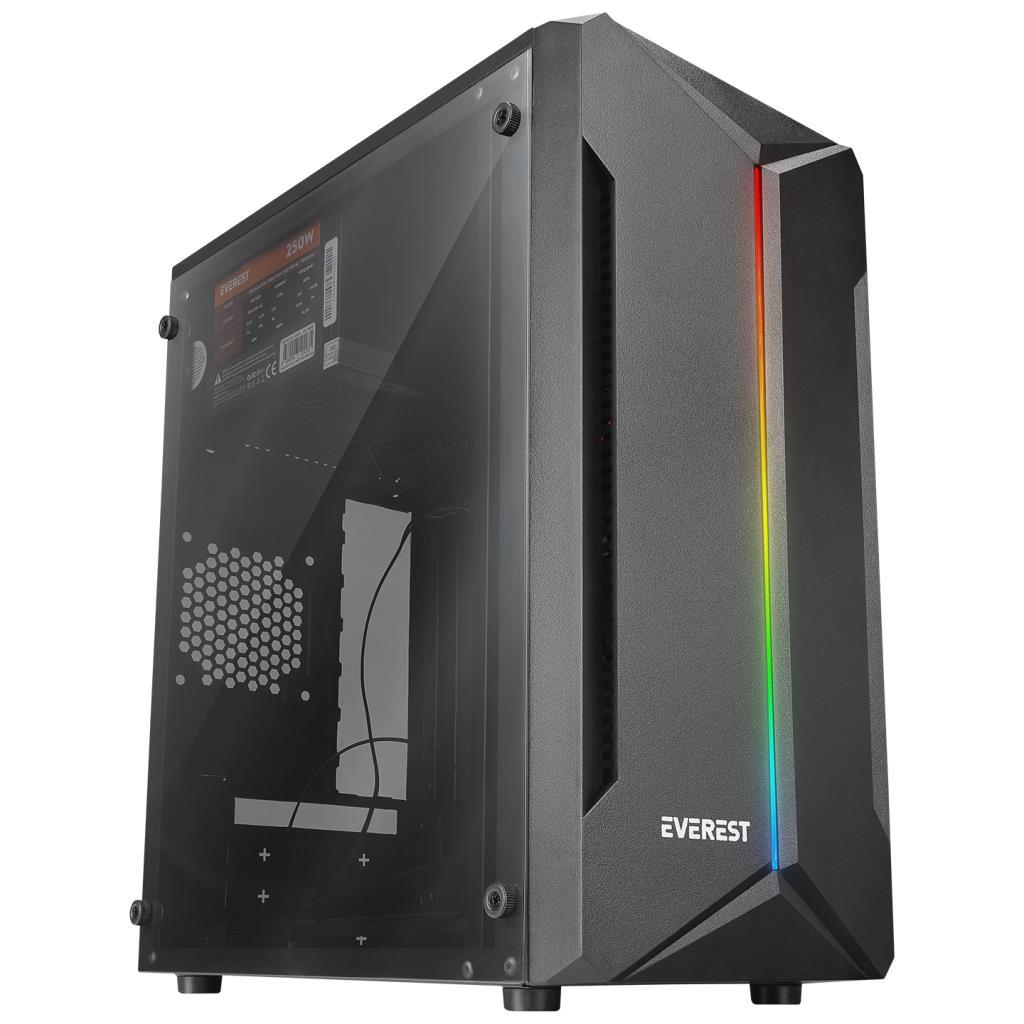 Everest SABER RGB Led Şeritli Peak 250W Akrilik Yan Panel Mini-T Gaming Oyuncu Kasası Everest SABER RGB Led Şeritli Peak 250W Akrilik Yan Panel Mini-T Gaming Oyuncu Kasası