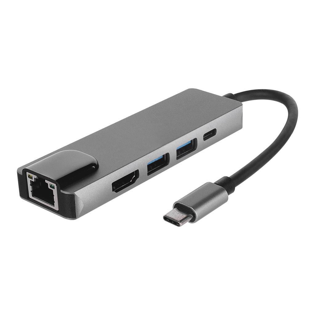 Hytech HY-USBC80 4K@30Hz Gri Metal 2xUSB3.0 1xHDMI, 1xPD 10/100/1000M Type C Adaptör Hytech HY-USBC80 4K@30Hz Gri Metal 2xUSB3.0 1xHDMI, 1xPD 10/100/1000M Type C Adaptör