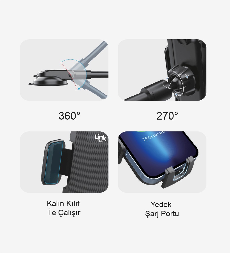 LinkTech H769 Vantuzlu Esnek Kol Montajlı Dönebilen Telefon Tutacağı LinkTech H769 Vantuzlu Esnek Kol Montajlı Dönebilen Telefon Tutacağı