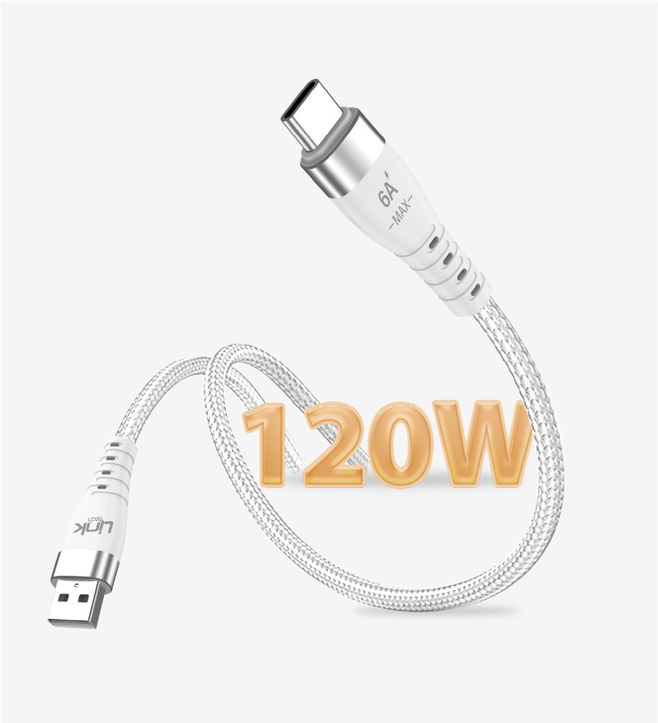 LinkTech K654 Premium 120W Örgülü Metal Başlı Tip-C Şarj Kablosu LinkTech K654 Premium 120W Örgülü Metal Başlı Tip-C Şarj Kablosu