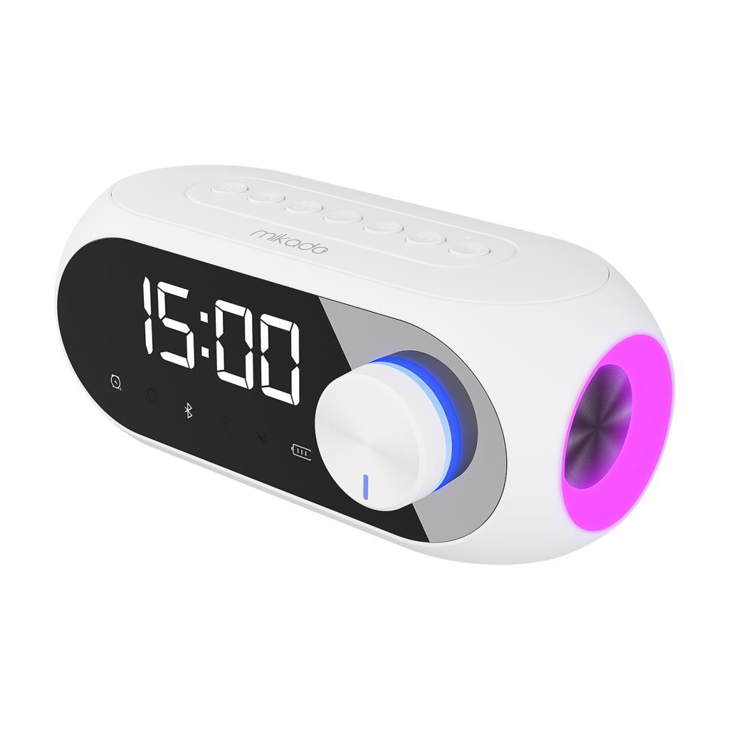 Mikado MD-W7 1200mAh 5W Beyaz Bluetooth-Aux-Derece-Usb-FM Double Alarmlı Saat Speaker Mikado MD-W7 1200mAh 5W Beyaz Bluetooth-Aux-Derece-Usb-FM Double Alarmlı Saat Speaker