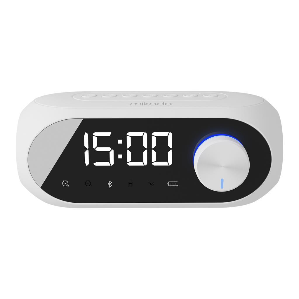 Mikado MD-W7 1200mAh 5W Beyaz Bluetooth-Aux-Derece-Usb-FM Double Alarmlı Saat Speaker Mikado MD-W7 1200mAh 5W Beyaz Bluetooth-Aux-Derece-Usb-FM Double Alarmlı Saat Speaker