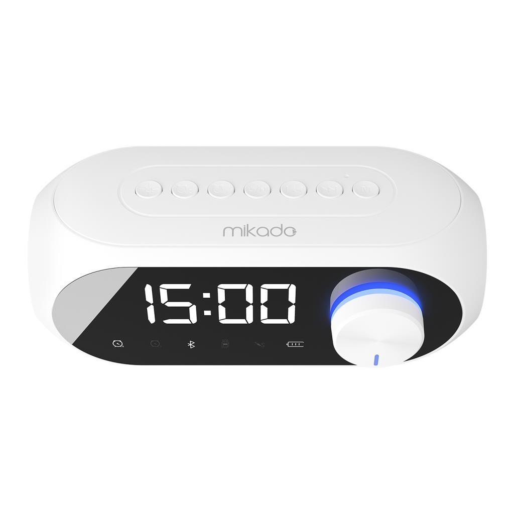 Mikado MD-W7 1200mAh 5W Beyaz Bluetooth-Aux-Derece-Usb-FM Double Alarmlı Saat Speaker Mikado MD-W7 1200mAh 5W Beyaz Bluetooth-Aux-Derece-Usb-FM Double Alarmlı Saat Speaker