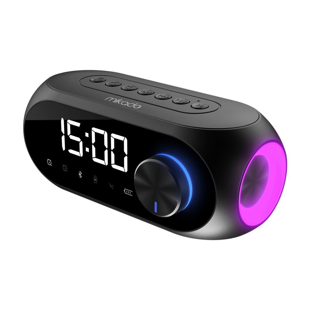 Mikado MD-W7 1200mAh 5W Siyah Bluetooth-Aux-Derece-Usb-FM Double Alarmlı Saat Speaker Mikado MD-W7 1200mAh 5W Siyah Bluetooth-Aux-Derece-Usb-FM Double Alarmlı Saat Speaker