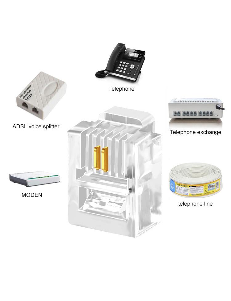 PrimeX PX-6P2C RJ11 2 pinli konnektör, RJ11 Jack, 6P2C Jack, RJ11 Telefon Kablo Ucu 100 lü Paket PrimeX PX-6P2C RJ11 2 pinli konnektör, RJ11 Jack, 6P2C Jack, RJ11 Telefon Kablo Ucu 100 lü Paket