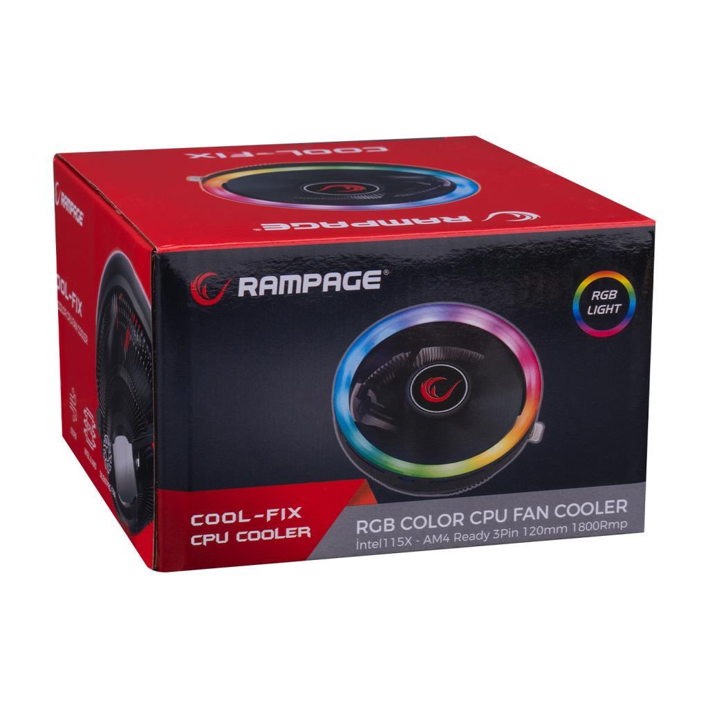 Rampage RM-C01 COOL-FIX 124*124*67mm 1800rpm CPU Soğutucu Rampage RM-C01 COOL-FIX 124*124*67mm 1800rpm CPU Soğutucu