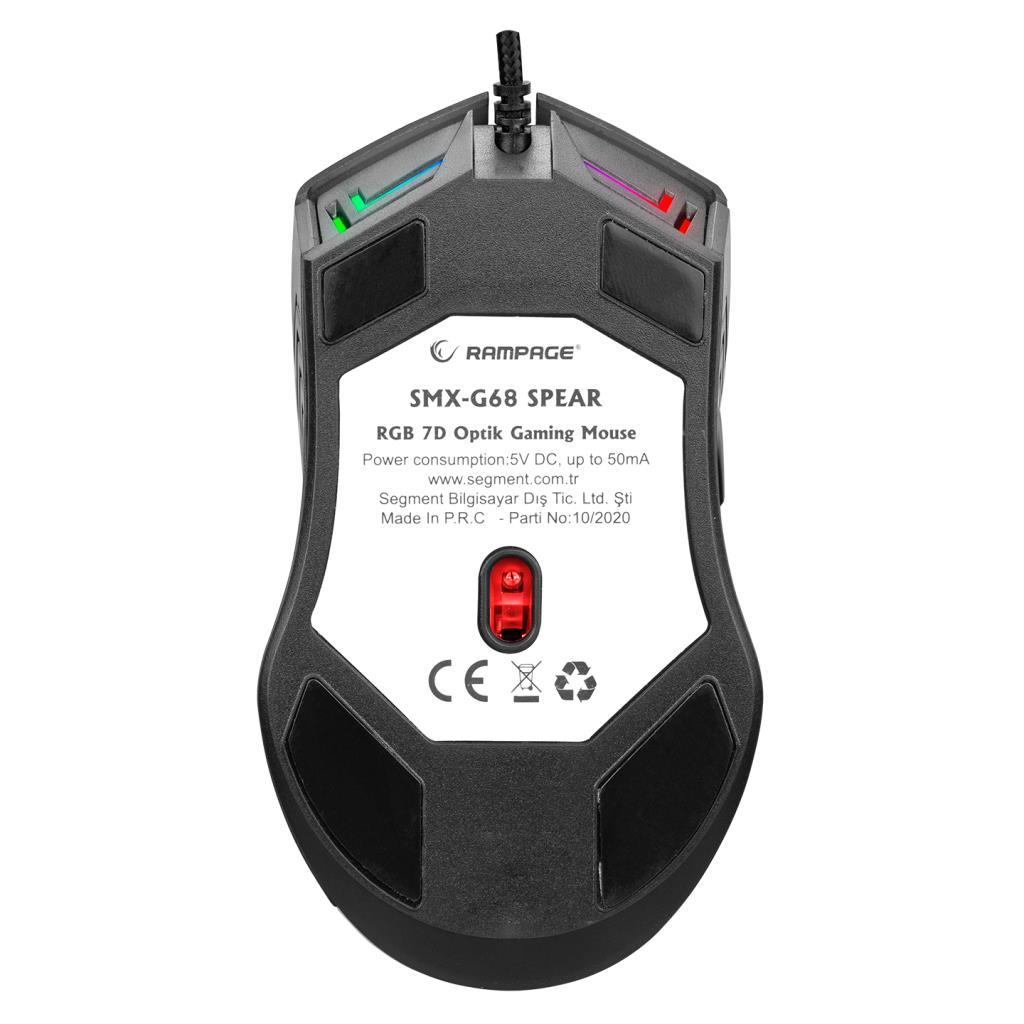 Rampage SMX-G68 SPEAR Full RGB 7200DPI Siyah 7D Makrolu Gaming Oyuncu Mouse Rampage SMX-G68 SPEAR Full RGB 7200DPI Siyah 7D Makrolu Gaming Oyuncu Mouse