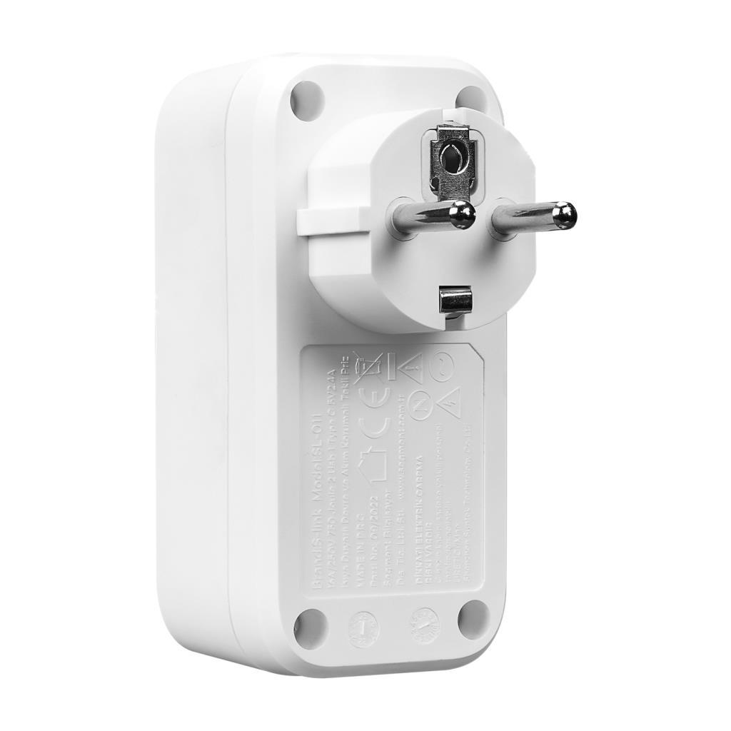 S-link SL-011 16A/250V 750 Joule 2 Usb 1 Type C 5V2.4A Isıya Duyarlı Devre ve Akım Korumalı Tekli Priz S-link SL-011 16A/250V 750 Joule 2 Usb 1 Type C 5V2.4A Isıya Duyarlı Devre ve Akım Korumalı Tekli Priz