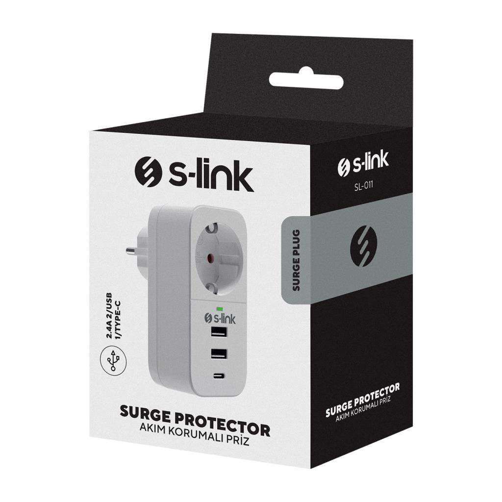 S-link SL-011 16A/250V 750 Joule 2 Usb 1 Type C 5V2.4A Isıya Duyarlı Devre ve Akım Korumalı Tekli Priz S-link SL-011 16A/250V 750 Joule 2 Usb 1 Type C 5V2.4A Isıya Duyarlı Devre ve Akım Korumalı Tekli Priz