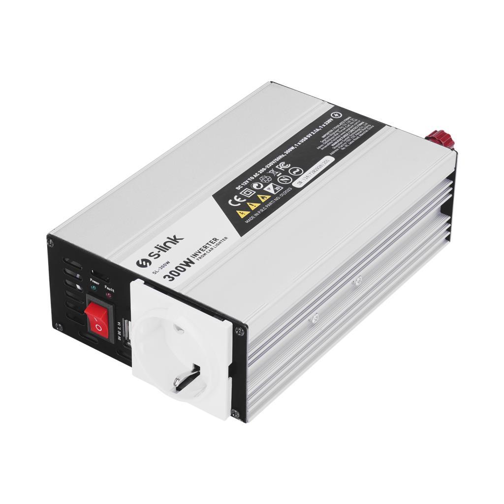 S-link SL-300W 300W DC12V-AC230V İnverter, Çakmaklık Girişini Ev Elektriğine Çevirir S-link SL-300W 300W DC12V-AC230V İnverter, Çakmaklık Girişini Ev Elektriğine Çevirir