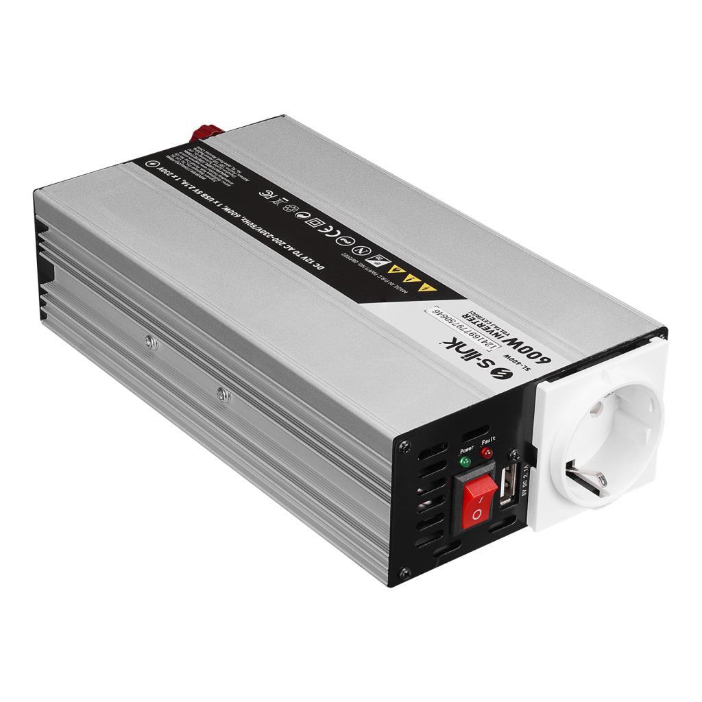S-link SL-600W 600W DC12V-AC230V İnverter, Çakmaklık Girişini Ev Elektriğine Çevirir S-link SL-600W 600W DC12V-AC230V İnverter, Çakmaklık Girişini Ev Elektriğine Çevirir