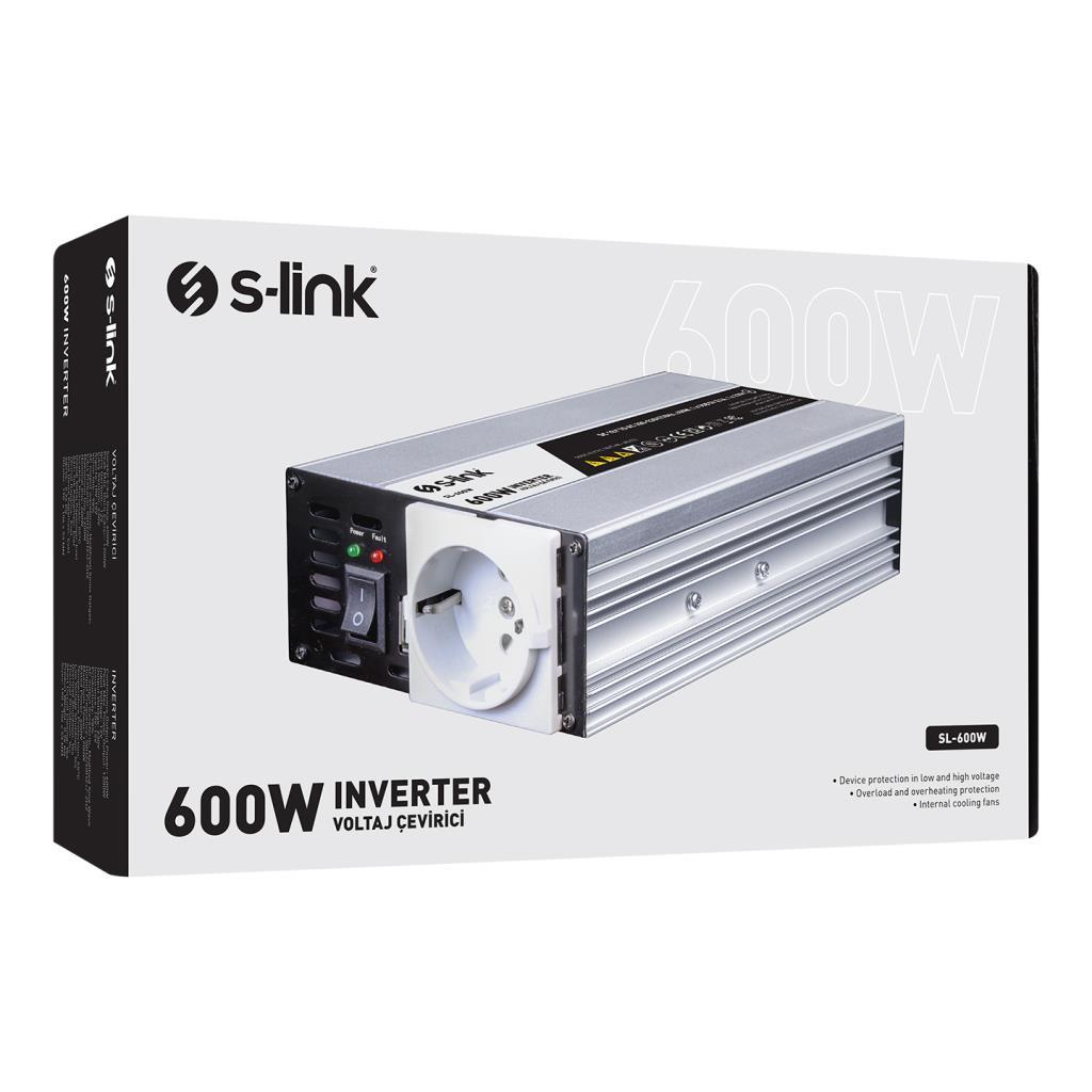 S-link SL-600W 600W DC12V-AC230V İnverter, Çakmaklık Girişini Ev Elektriğine Çevirir S-link SL-600W 600W DC12V-AC230V İnverter, Çakmaklık Girişini Ev Elektriğine Çevirir