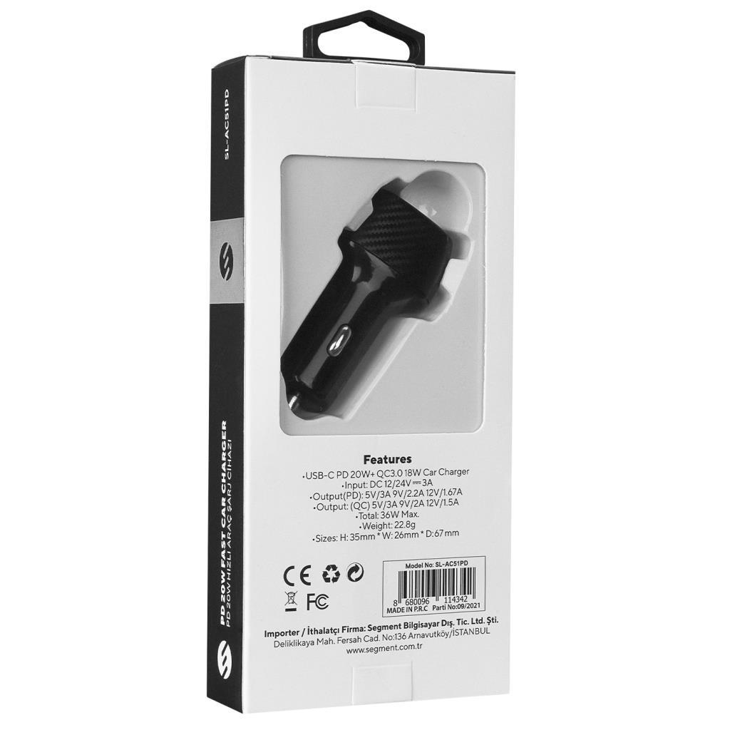 S-link SL-AC51PD 36W PD 3.0 Lightining 3.4A Hızlı Şarj PD 18 W+USB QC 3.0 Siyah Araç Şarj Cihazı S-link SL-AC51PD 36W PD 3.0 Lightining 3.4A Hızlı Şarj PD 18 W+USB QC 3.0 Siyah Araç Şarj Cihazı