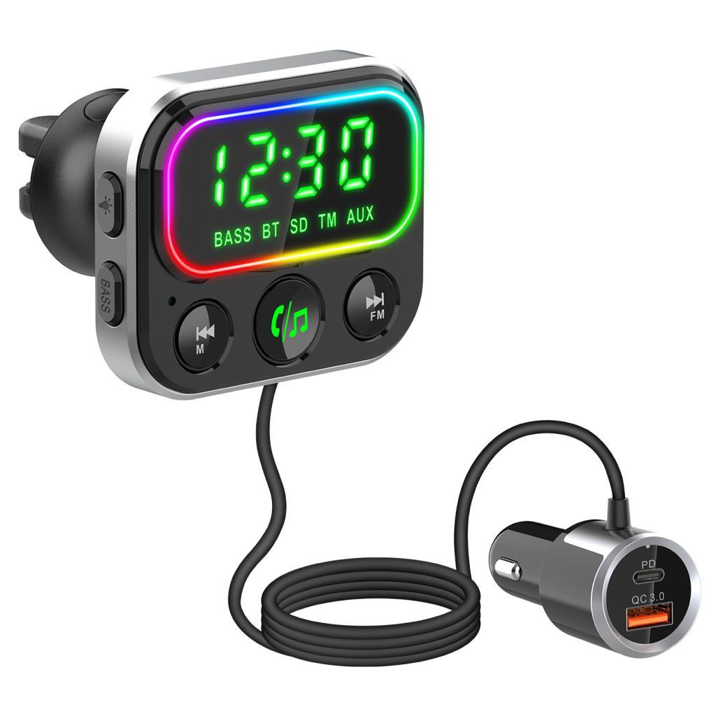 S-link SL-BT405 RGB Bluetooth V5.0 Geniş Led Ekran+TF Kart Çİft USB QC3.0 ve PD18W Hızlı Şarj FM Transmitter S-link SL-BT405 RGB Bluetooth V5.0 Geniş Led Ekran+TF Kart Çİft USB QC3.0 ve PD18W Hızlı Şarj FM Transmitter