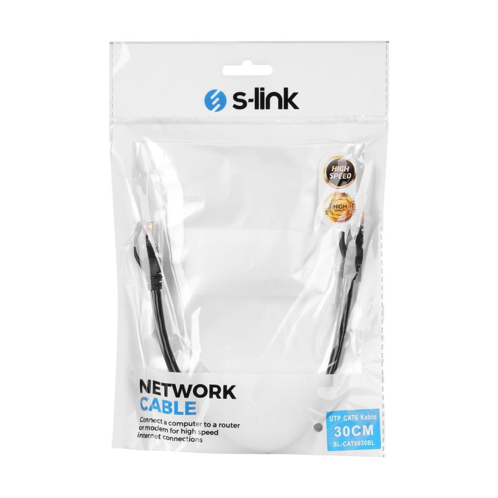 S-link SL-CAT6030BK 30cm Siyah Utp CAT6 Kablo S-link SL-CAT6030BK 30cm Siyah Utp CAT6 Kablo