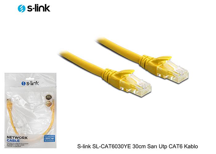 S-link SL-CAT6030YE 30cm Sarı Utp CAT6 Kablo S-link SL-CAT6030YE 30cm Sarı Utp CAT6 Kablo