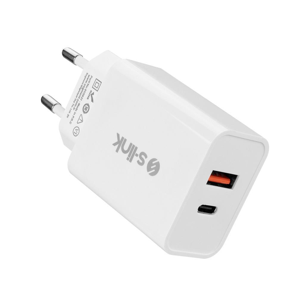S-link SL-EC60 20W PD3.0/Quick Charge QC3.0 Type USB-C +USB A Hızlı Beyaz Ev Şarj Adaptör S-link SL-EC60 20W PD3.0/Quick Charge QC3.0 Type USB-C +USB A Hızlı Beyaz Ev Şarj Adaptör