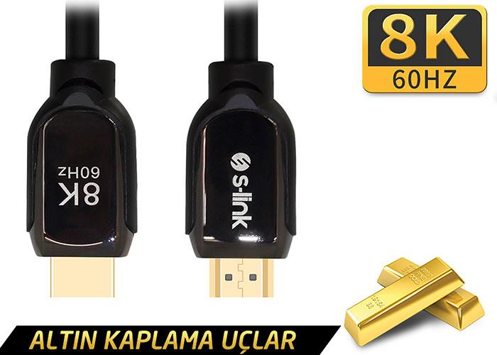 S-link SL-H8K01 HDMI TO HDMI 1.5m 8K Ultra HDR 2.1V 7680P Metal Kılıflı Kablo S-link SL-H8K01 HDMI TO HDMI 1.5m 8K Ultra HDR 2.1V 7680P Metal Kılıflı Kablo