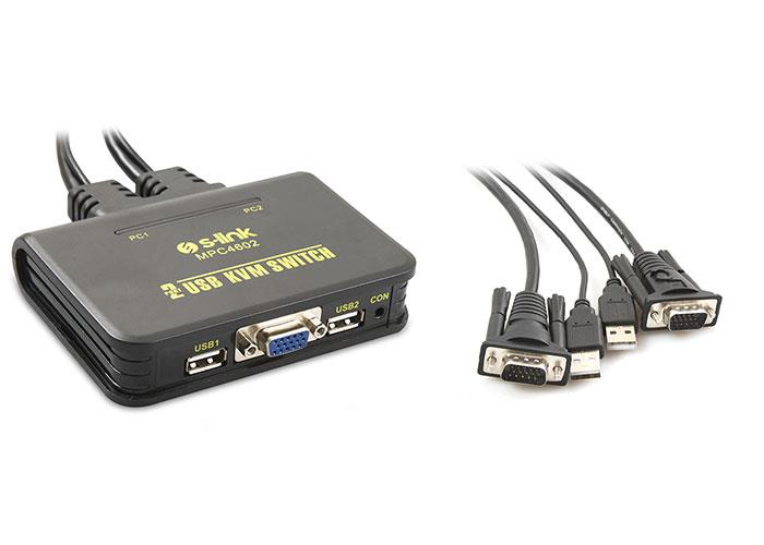 S-Link SL- MPC4602 2 Port VGA 2 Port Usb 1.8m M/M Kablolu Otomatik Kvm Siyah Switch S-Link SL- MPC4602 2 Port VGA 2 Port Usb 1.8m M/M Kablolu Otomatik Kvm Siyah Switch