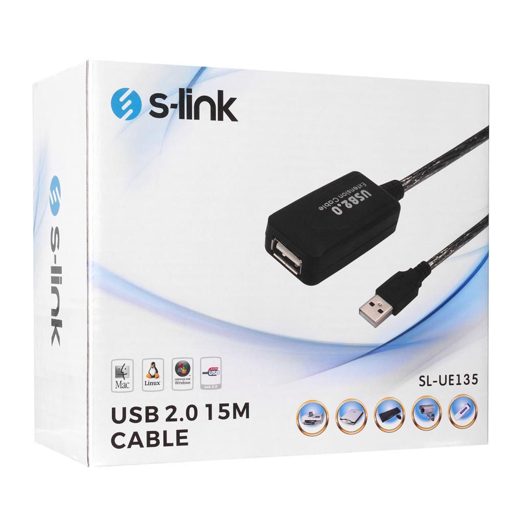 S-link SL-UE135 Usb2.0 15m Şeffaf Uzatma Kablo S-link SL-UE135 Usb2.0 15m Şeffaf Uzatma Kablo