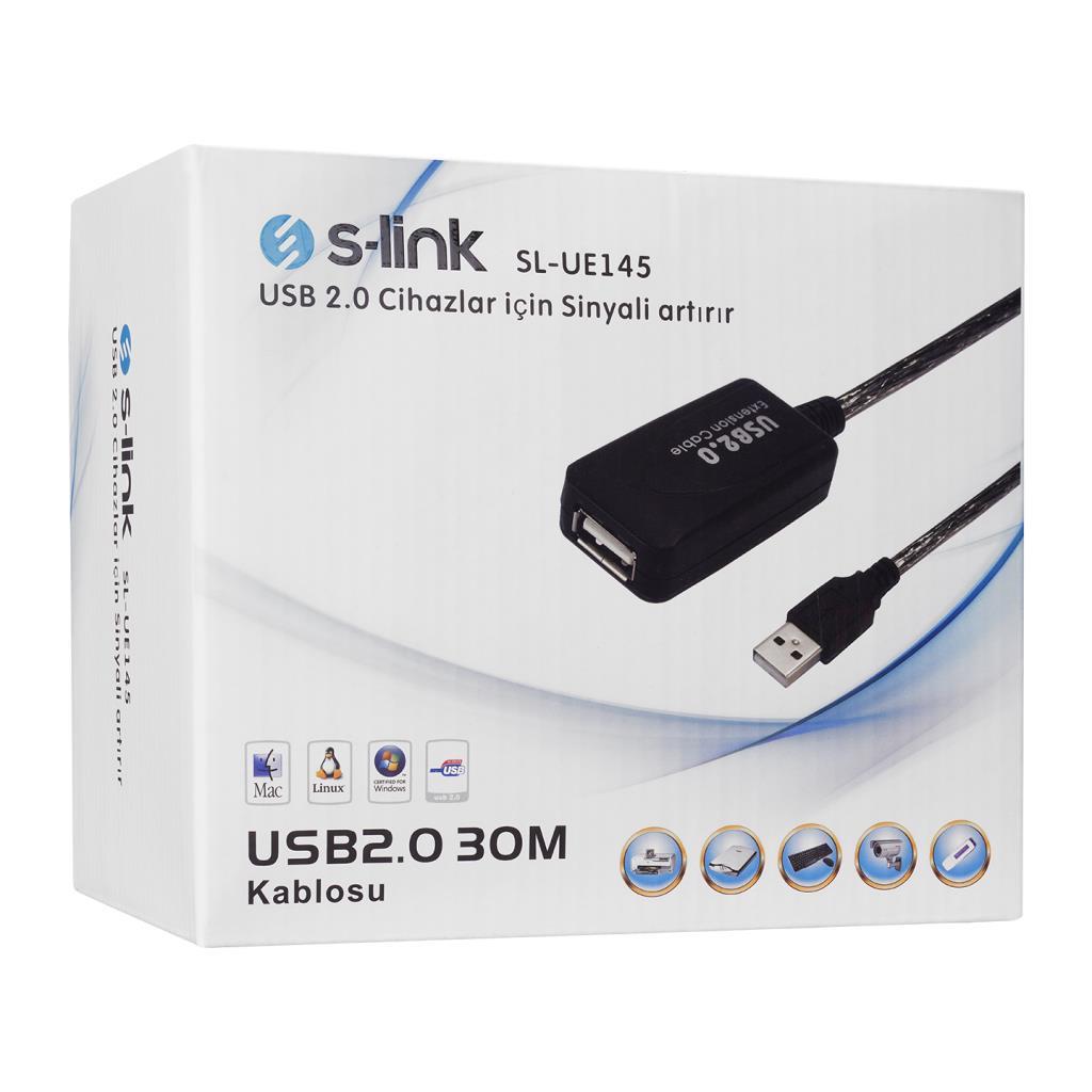 S-link SL-UE145 Usb2.0 30m Şeffaf Uzatma Kablo S-link SL-UE145 Usb2.0 30m Şeffaf Uzatma Kablo
