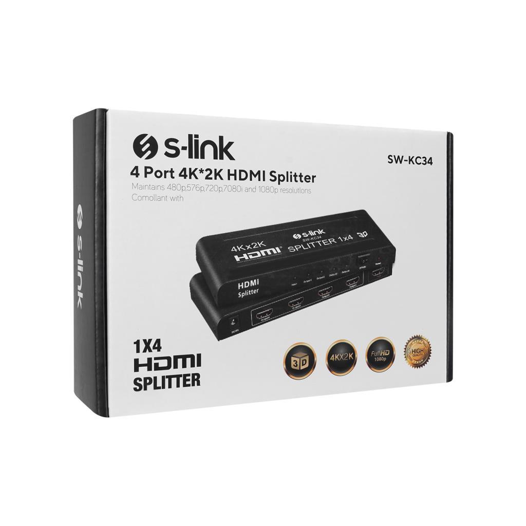 S-link SW-KC34 4 Port 4K*2K HDMI Splitter, 4Port HDMI Splitter S-link SW-KC34 4 Port 4K*2K HDMI Splitter, 4Port HDMI Splitter