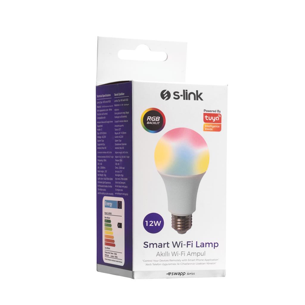 S-Link Swapp SL-RGB12 Smart/Akıllı RGB Lamba/Ampul 12W 50Hz 1000lm Wifi TUYA Destekli S-Link Swapp SL-RGB12 Smart/Akıllı RGB Lamba/Ampul 12W 50Hz 1000lm Wifi TUYA Destekli