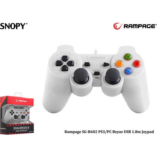 Snopy Rampage SG-R602 PS3/PC Beyaz USB 1.8m Joypad Snopy Rampage SG-R602 PS3/PC Beyaz USB 1.8m Joypad