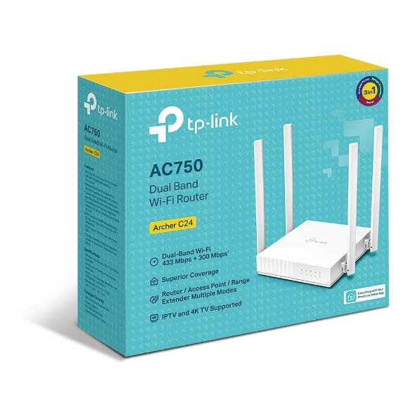TP-Link Archer C24, AC750 Mbps Dual-Band Kablosuz Access Point/Menzil Genişletici/Router TP-Link Archer C24, AC750 Mbps Dual-Band Kablosuz Access Point/Menzil Genişletici/Router